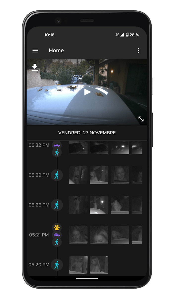Netatmo Caméra Extérieure Intelligente avec Sirène - Application - Timeline (1)