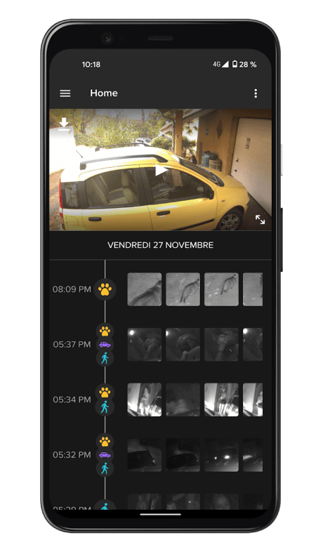 Netatmo Caméra Extérieure Intelligente avec Sirène - Application - Timeline (2)