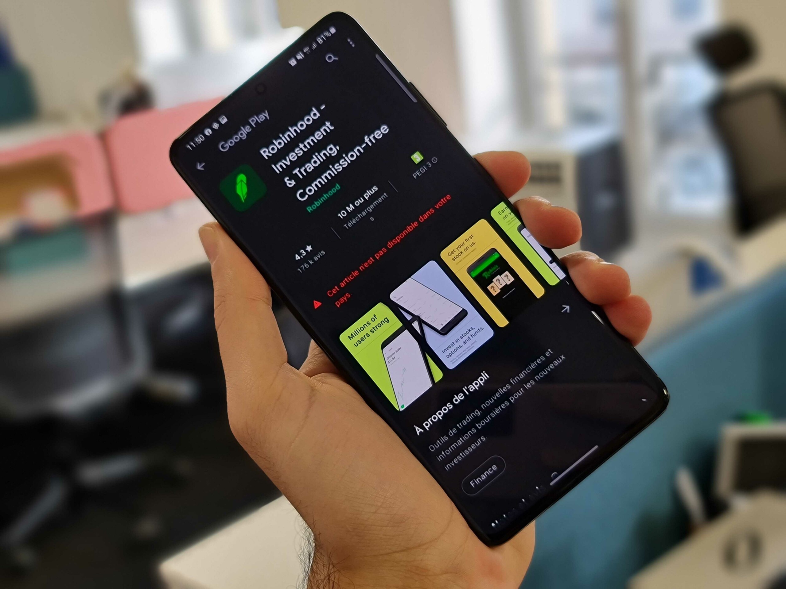 L'application Robinhood sur le Play Store