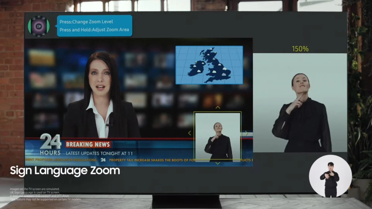 Samsung accessibilité zoom langue des signes