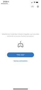 Une fois identifiée, votre console apparaît dans la liste