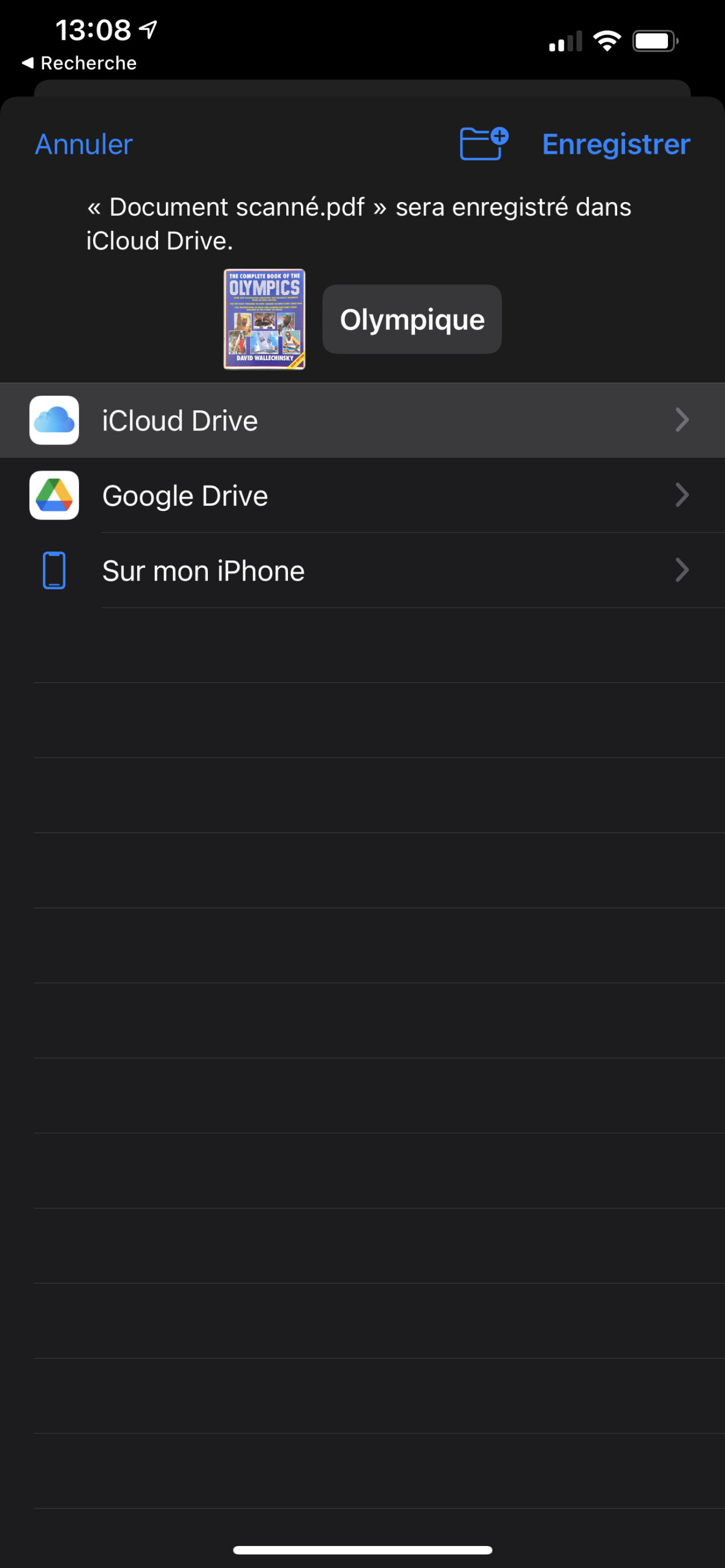 Il est possible de scanner un document depuis l'app Fichiers sur iPhone