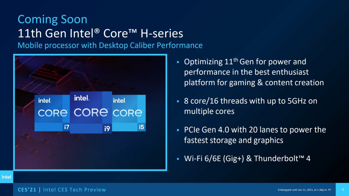 Intel Core H 11e génération