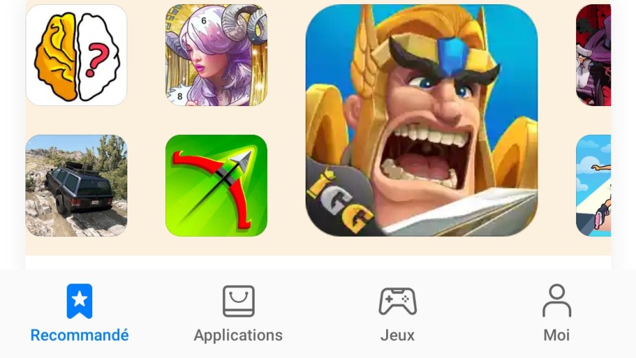 Le nouveau menu de l'AppGallery de Huawei