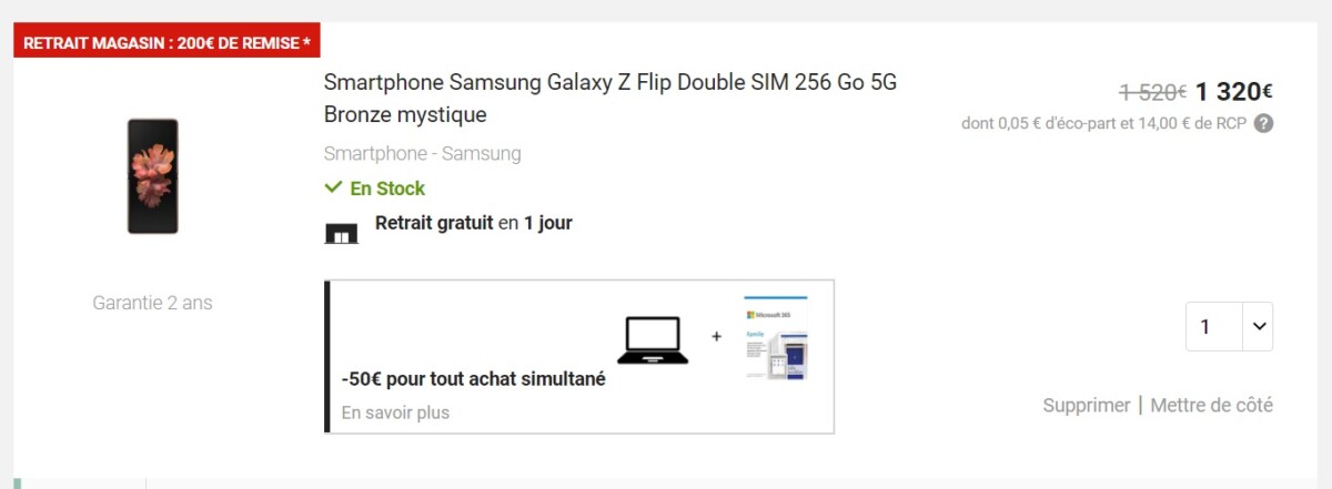 source fnac galayx z flip 5G