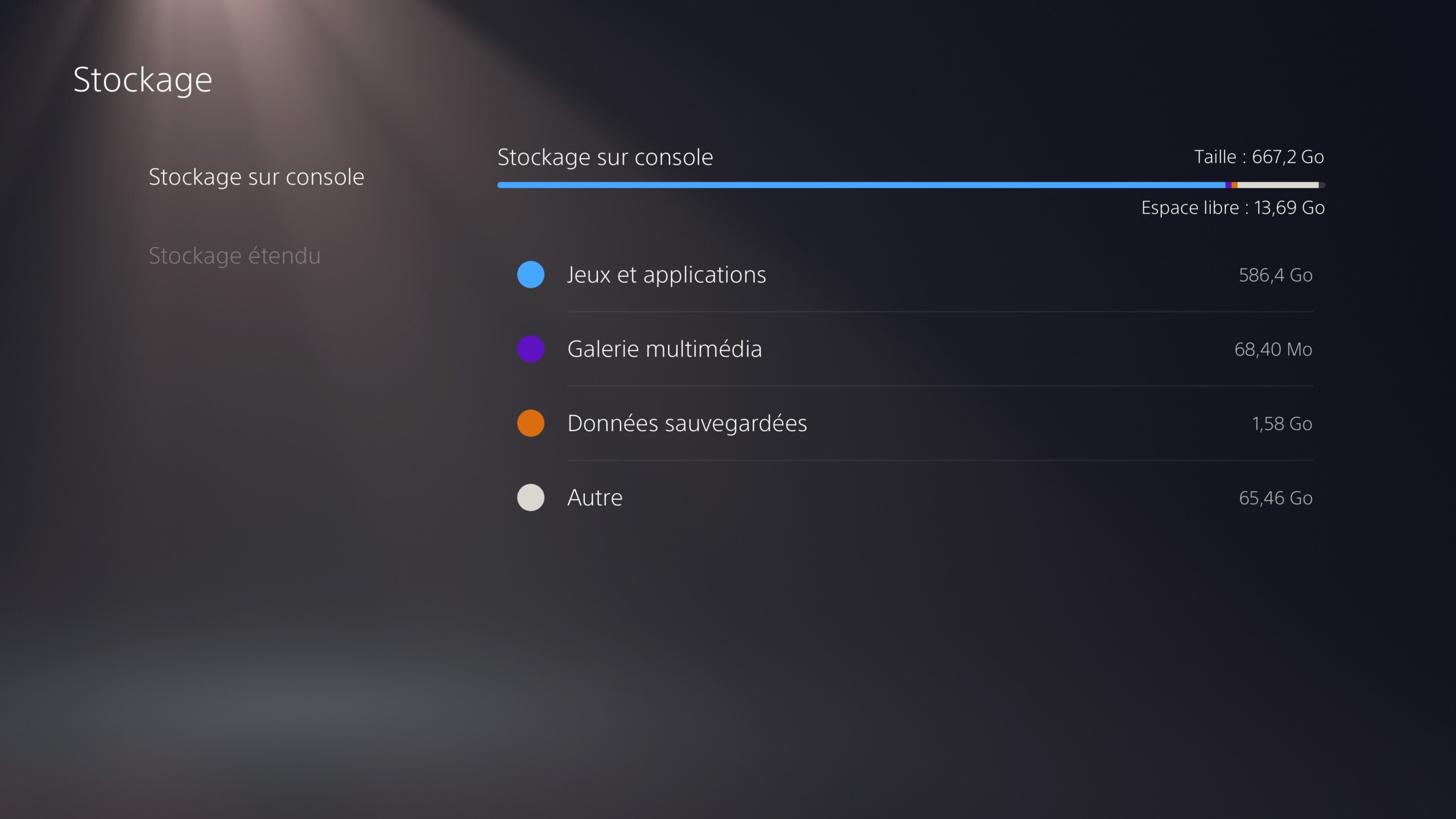 Les jeux stockés sur la PS5 DE