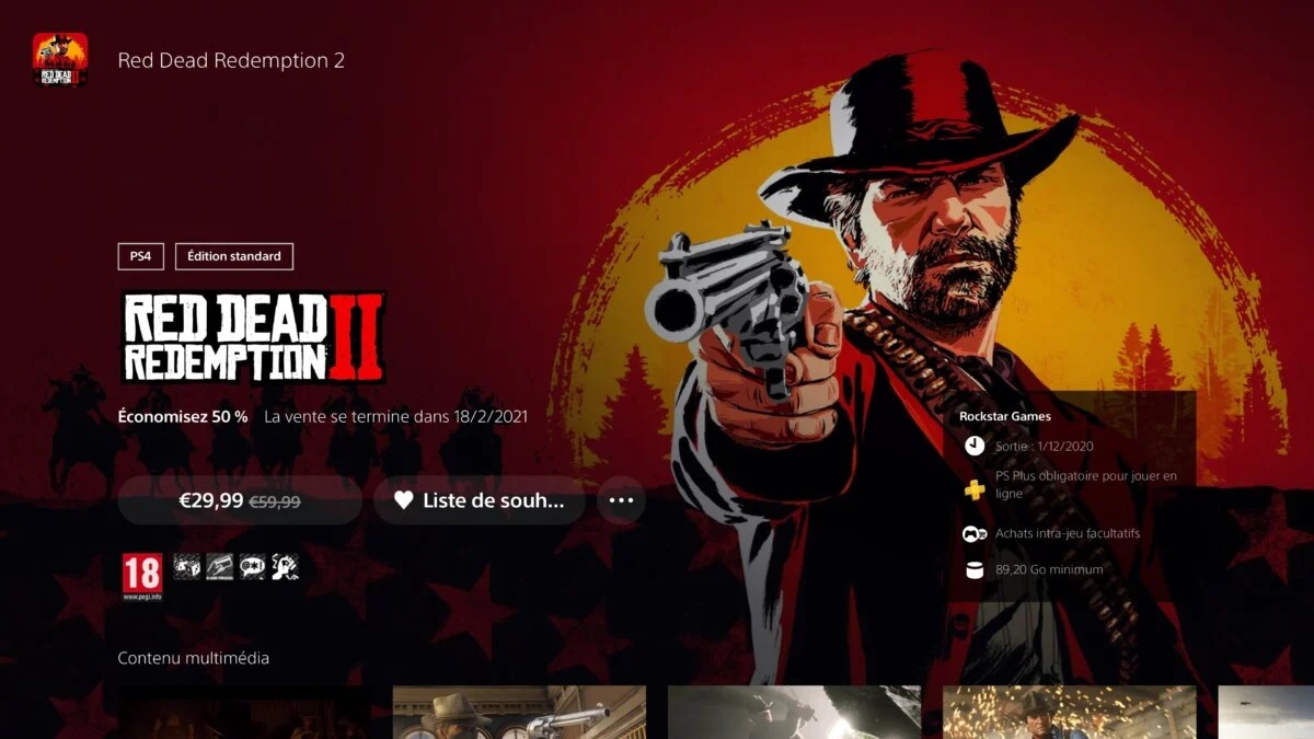 Red Dead Redemption 2 dans le PlayStation Store