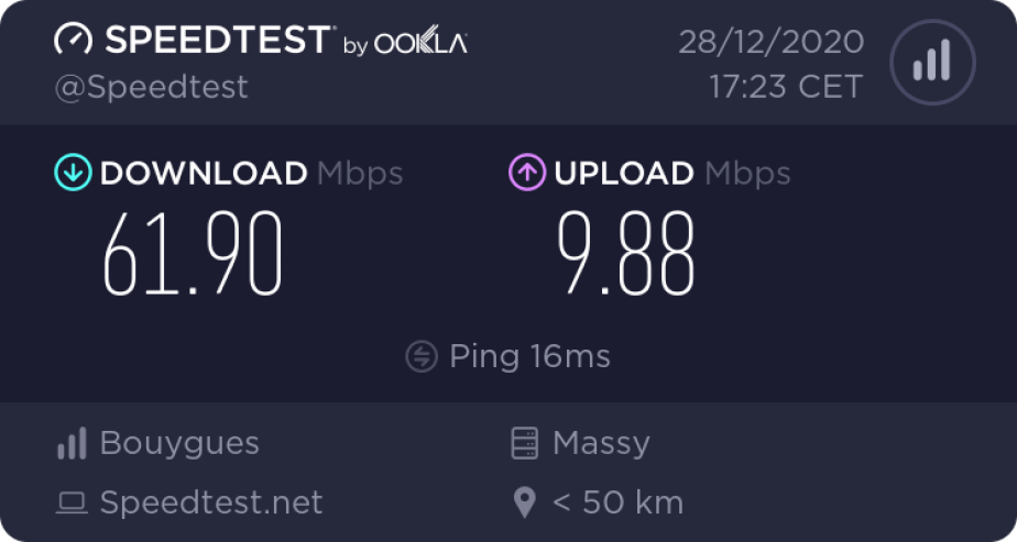 Test de débit en 4G et en Gigabit Ethernet