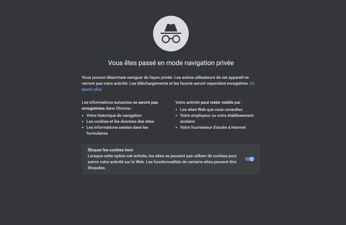 Navigation privée chrome