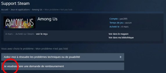 Comment se faire rembourser un jeu Steam 05