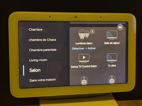 L'espace de gestion de la maison connectée sur le Google Nest Hub 2e génération // Source : FRANDROID