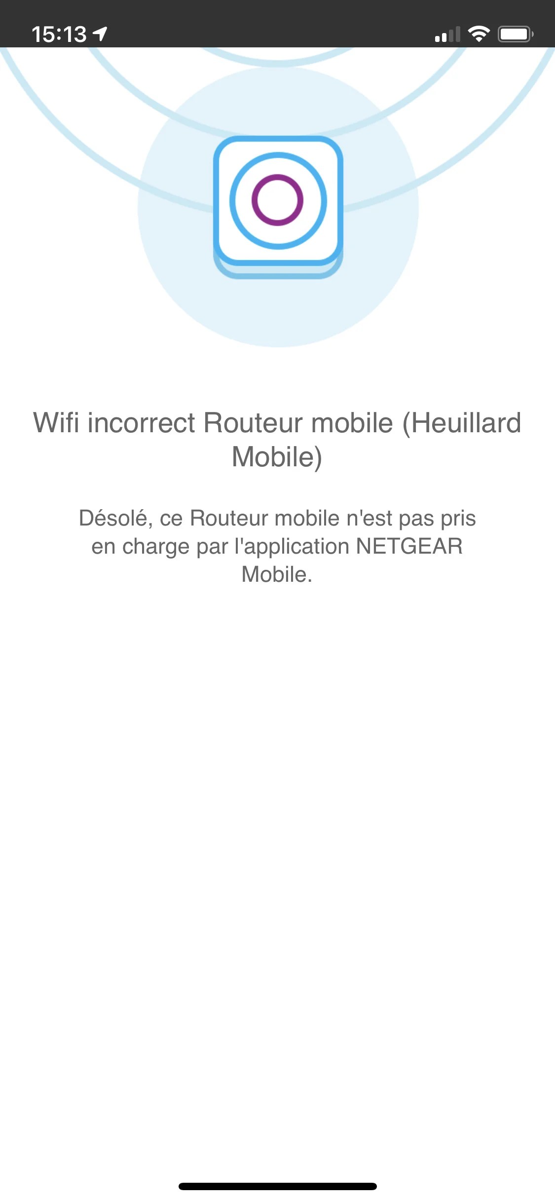 L'application ne trouve pas le routeur auquel l'iPhone est pourtant bien connecté. Un bug signalé depuis plusieurs années, notamment dans les avis négatifs des app stores.
