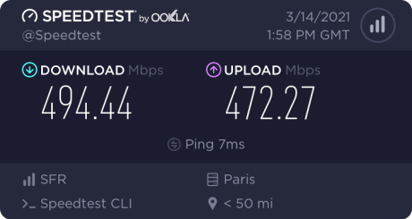 Test de débits en Ethernet vers Wi-Fi