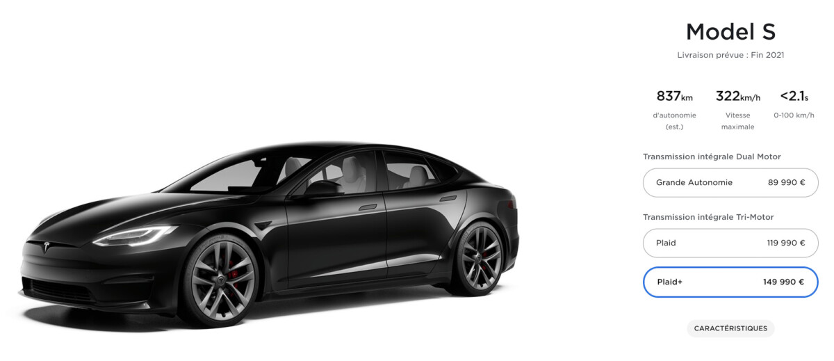 Tesla Model S Plaid Plus Prix