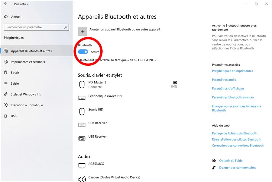 Comment activer et désactiver le Bluetooth sous Windows 10 05