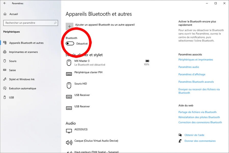 Comment activer et désactiver le Bluetooth sous Windows 10 06