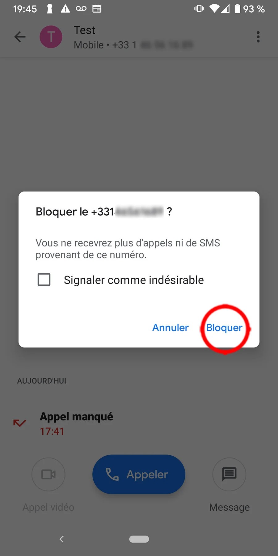 Comment bloquer un numéro de téléphone indésirable sur Android 06