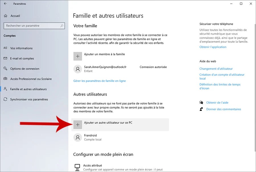 Comment créer un compte local sur son PC Windows 10 avec le panneau Paramètres 04