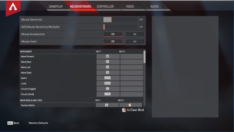 Les réglages d'accessibilité dans Apex Legends