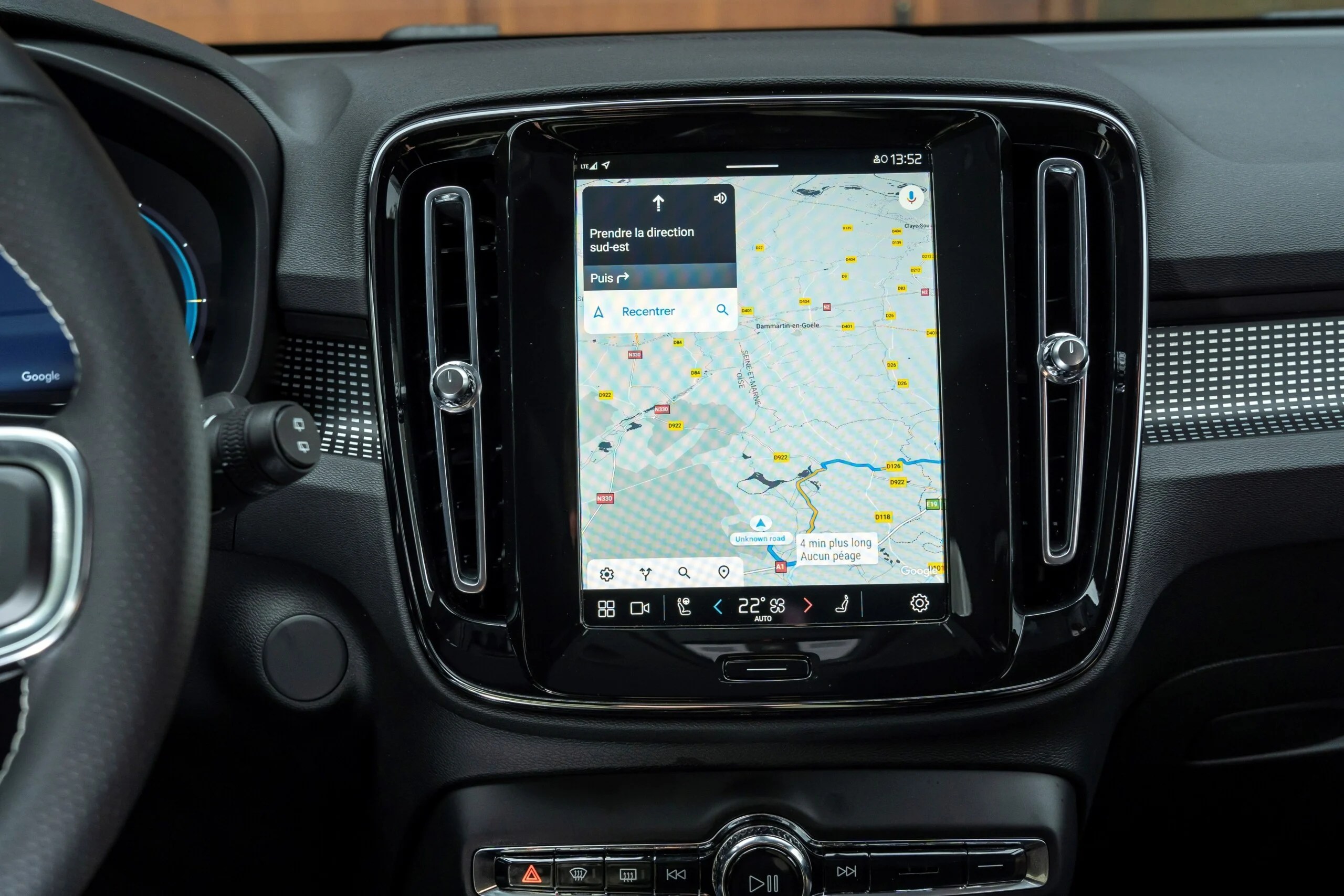 L'interface Android Auto sur le Volvo XC40 Recharge Twin / Source : ACE Team pour Volvo Cars France