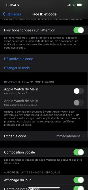 Activez le déverrouillage par l'Apple Watch