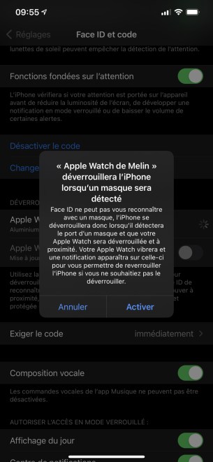 Activez le déverrouillage par l'Apple Watch