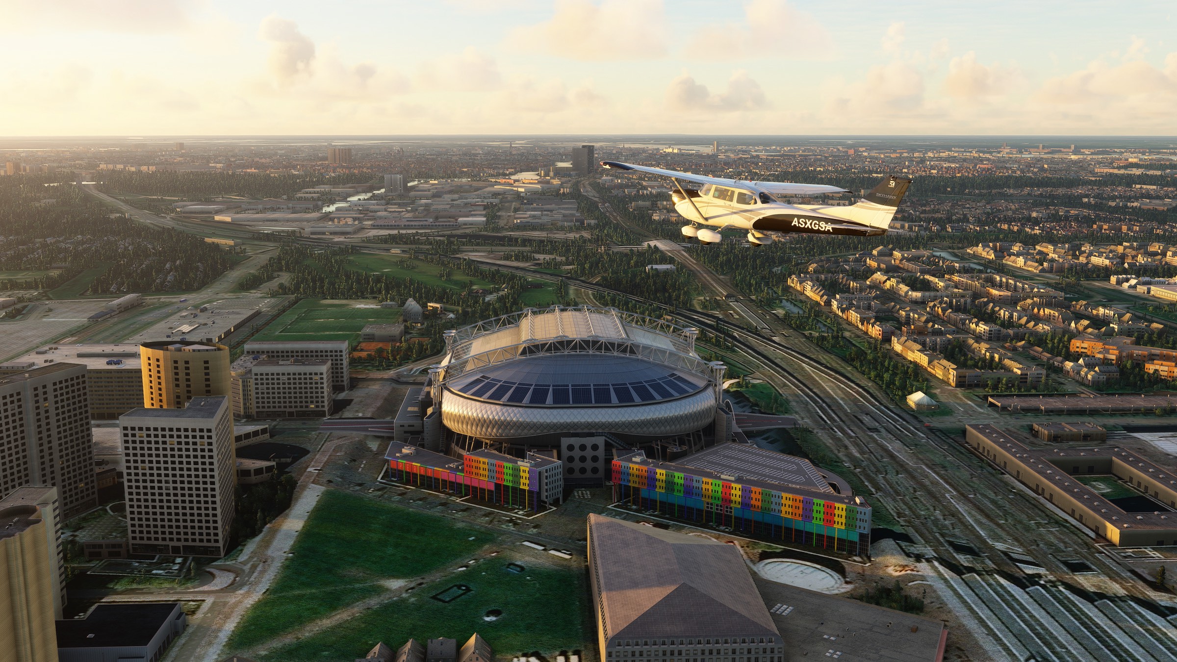 La Johan Cruyff Arena à Amsterdam dans Microsoft Flight Simulator // Source : Microsoft / Asobo Studio