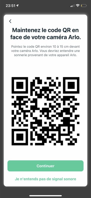 Le QR Code d'installation de la caméra Arlo // Source : Frandroid / Yazid Amer