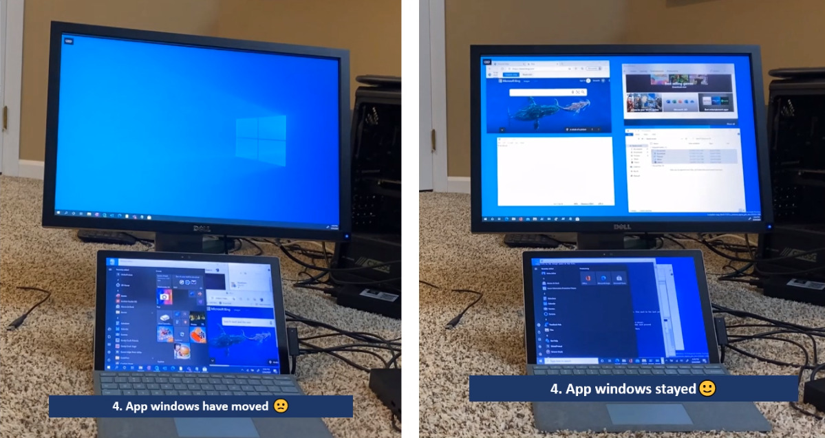 A gauche le comportement actuel, à droite la correction apportée par Microsoft