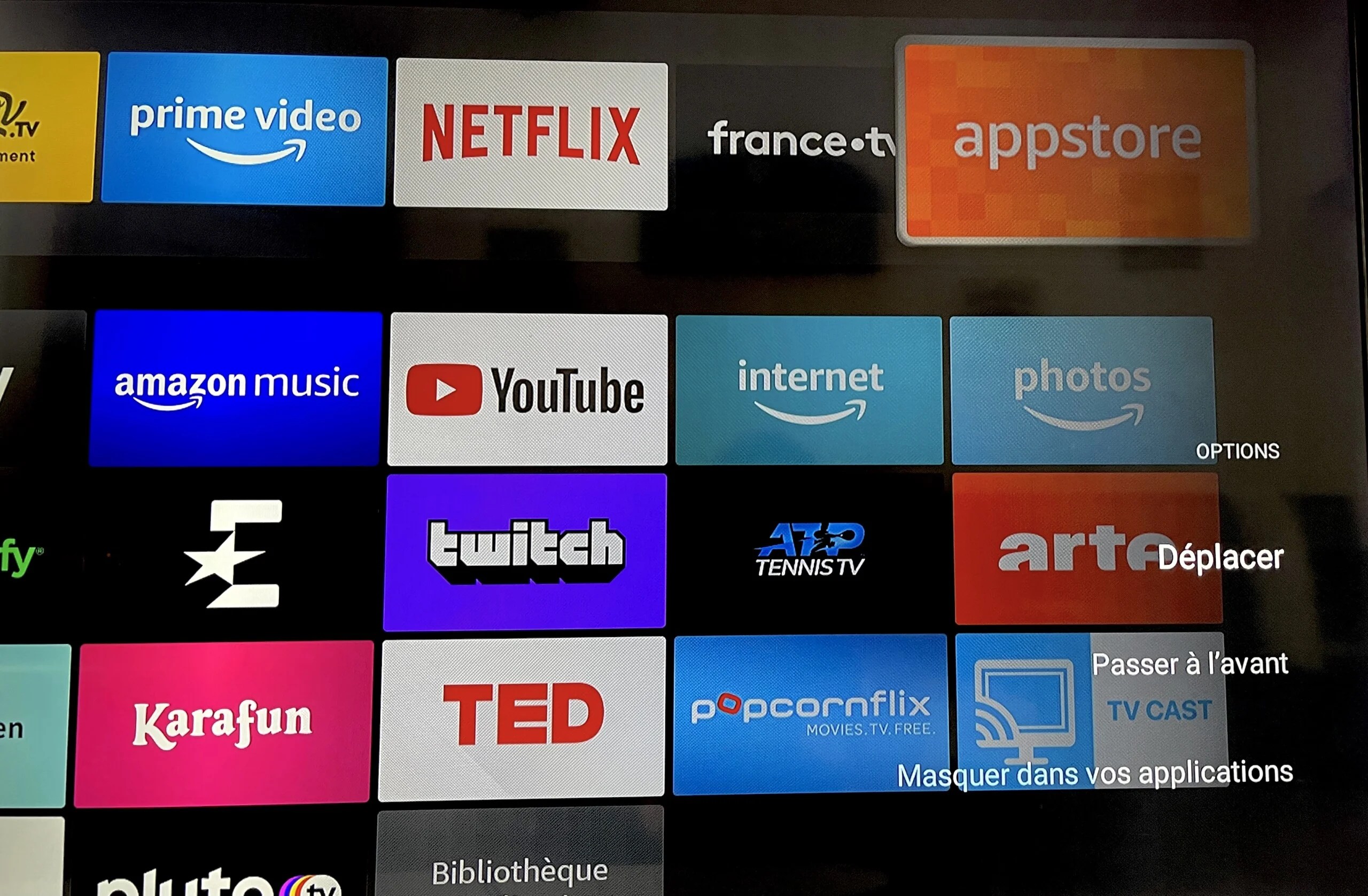 Vous pouvez sélectionner vos apps favorites sur l'interface Fire TV // Source : Frandroid