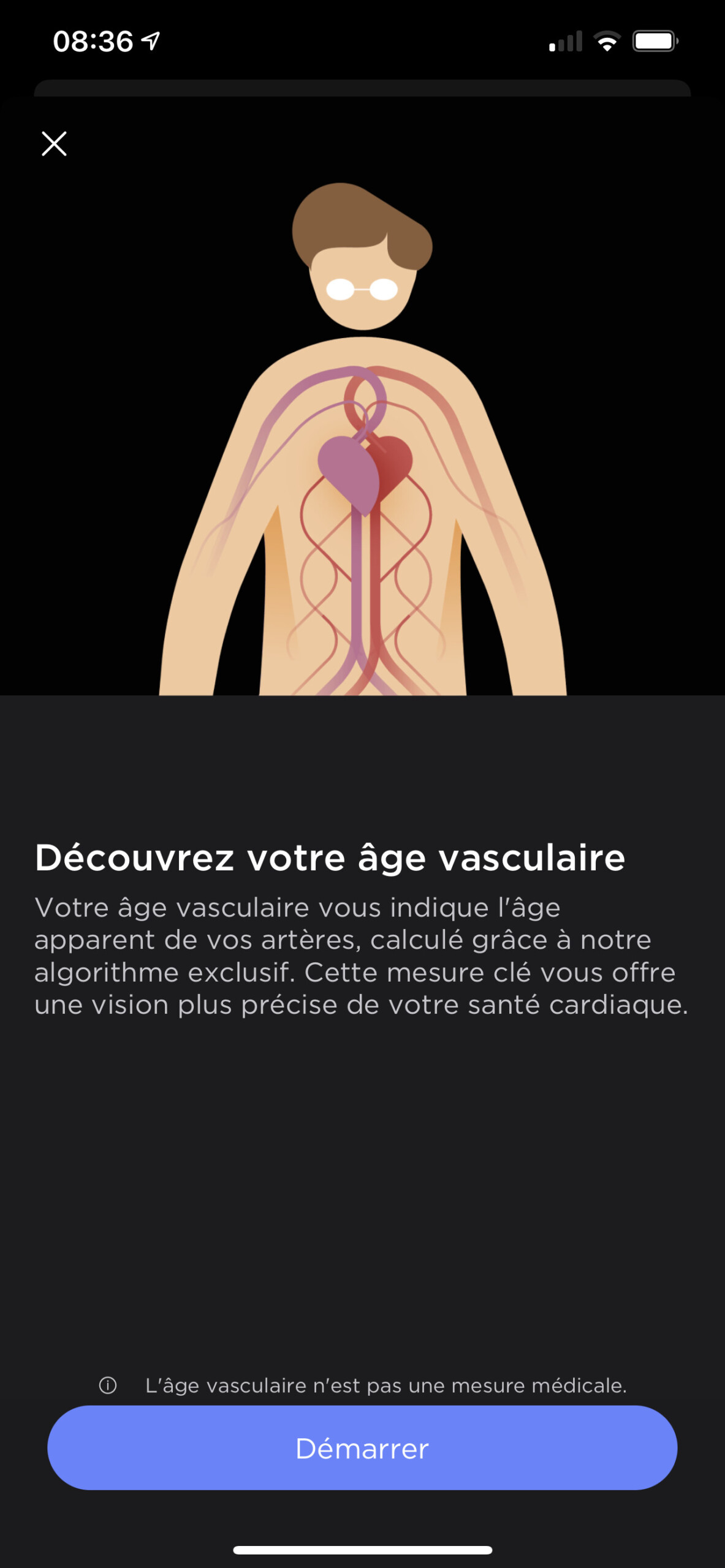 Calcul de votre Age vasculaire dans l'app Health Mate