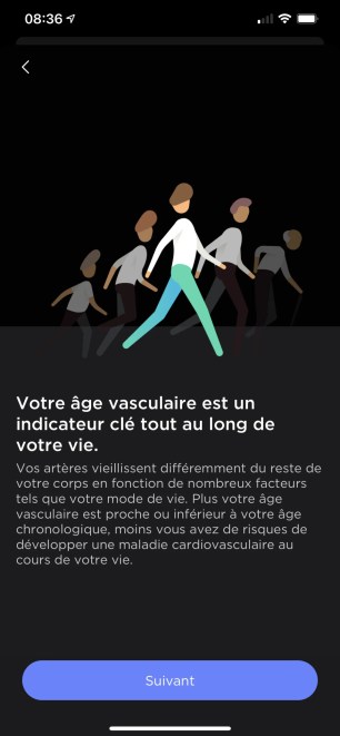 Calcul de votre Age vasculaire dans l'app Health Mate