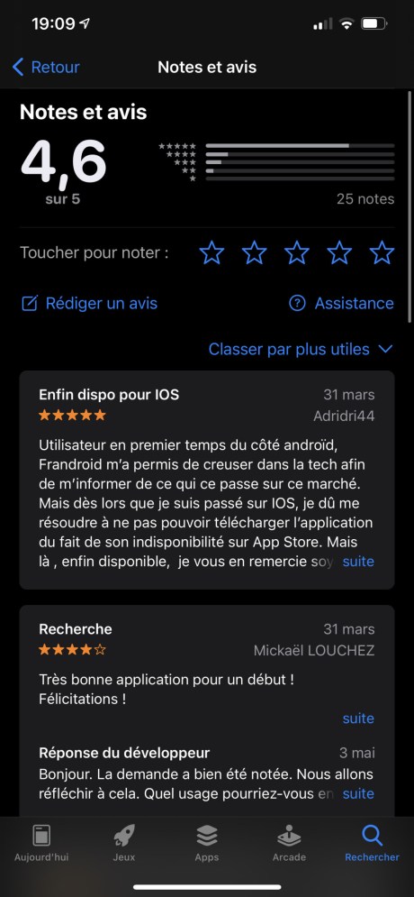 Les notes et avis sur l'App Store sont passés au crible // Source : Apple