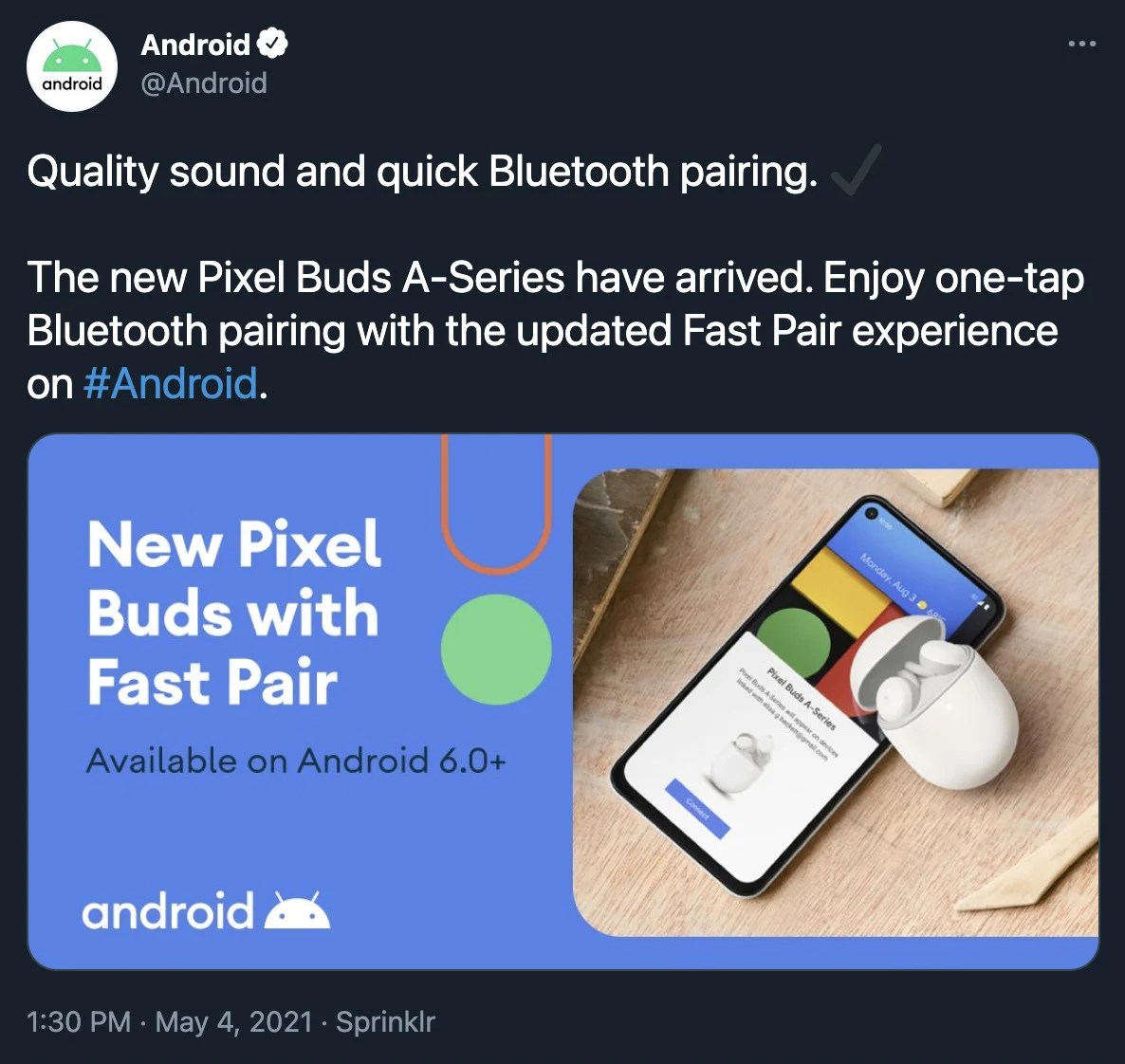 Le tweet annonçant par erreur l'arrivée des Pixel Buds A-Series // Source: 9to5Google