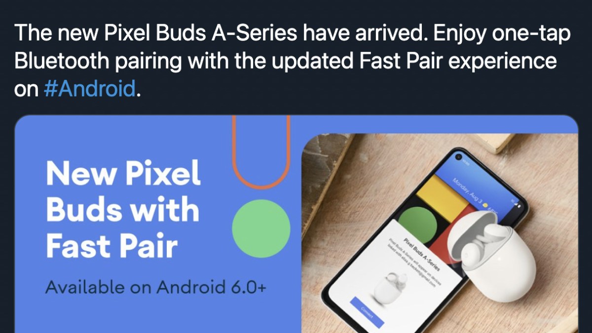 Le tweet annonçant par erreur l'arrivée des Pixel Buds A-Series // Source: 9to5Google