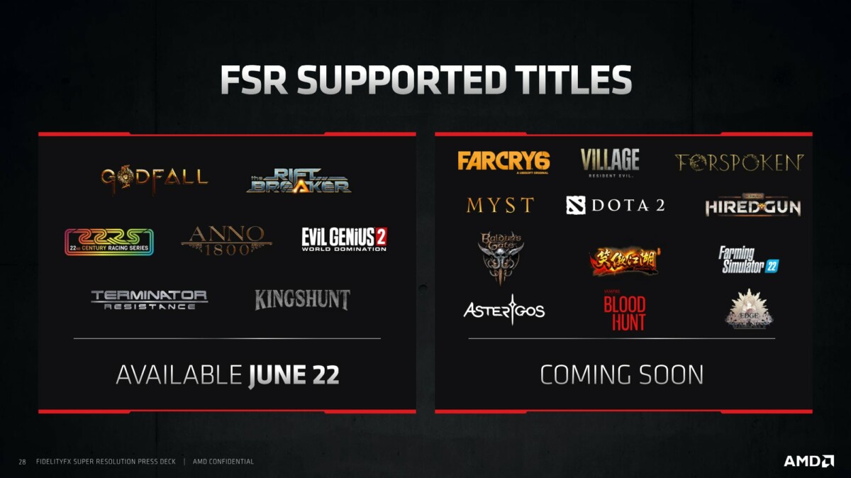 AMD FSR jeux compatibles