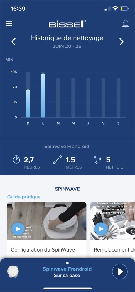 L'accueil fait le focus sur l'historique de nettoyage  // Source : Frandroid - Yazid Amer