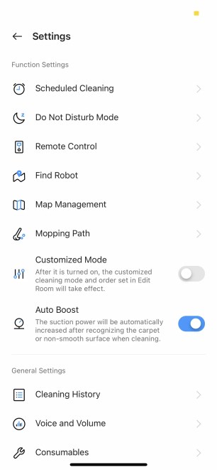 Le menu des options n'est pas traduit en français // Source : Frandroid / Yazid Amer