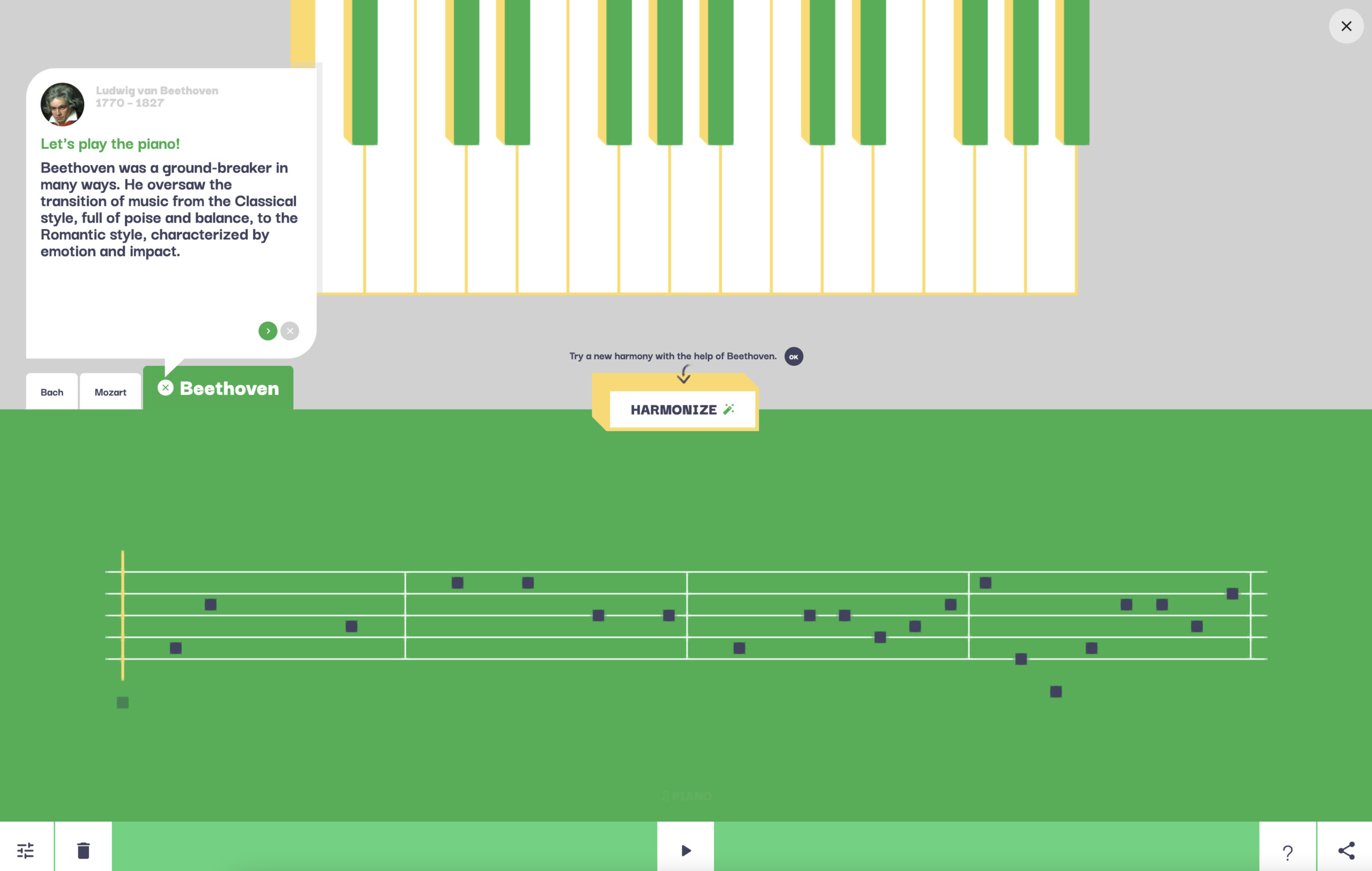 Assisted Melody selon Beethoven // Source : Google Arts & Culture