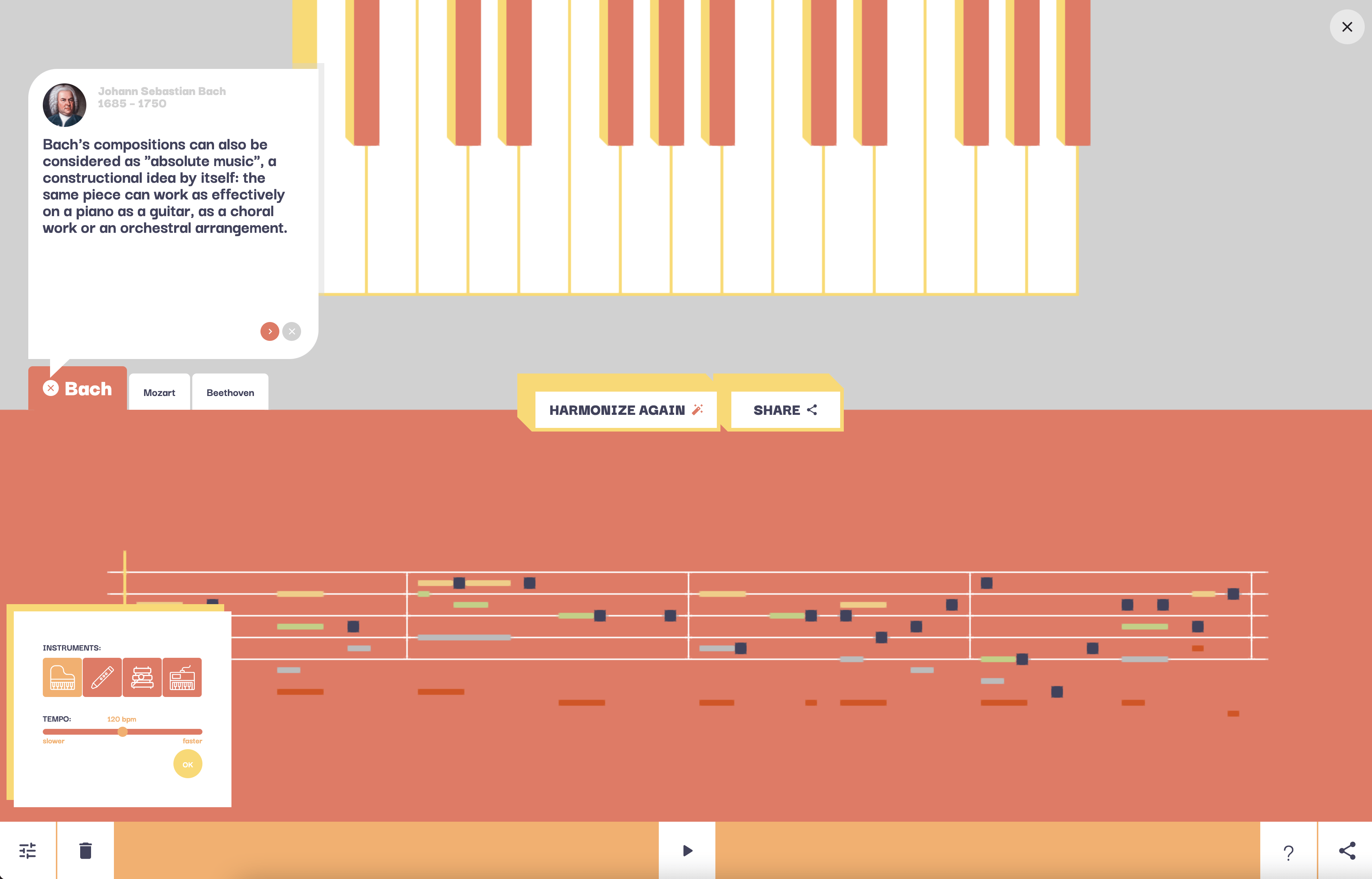 Choisissez votre instrument sur Assisted Melody et soyez Bach // Source : Google Arts & Culture