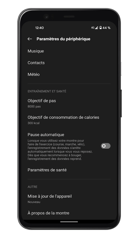 OnePlus Health - Paramètres