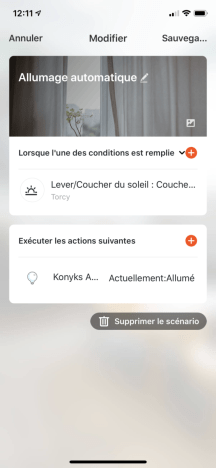 L'application Konyks pour gérer la prise Pluviose // Source : Konyks