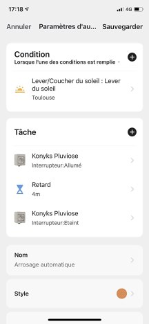 L'application Konyks pour gérer la prise Pluviose // Source : Konyks