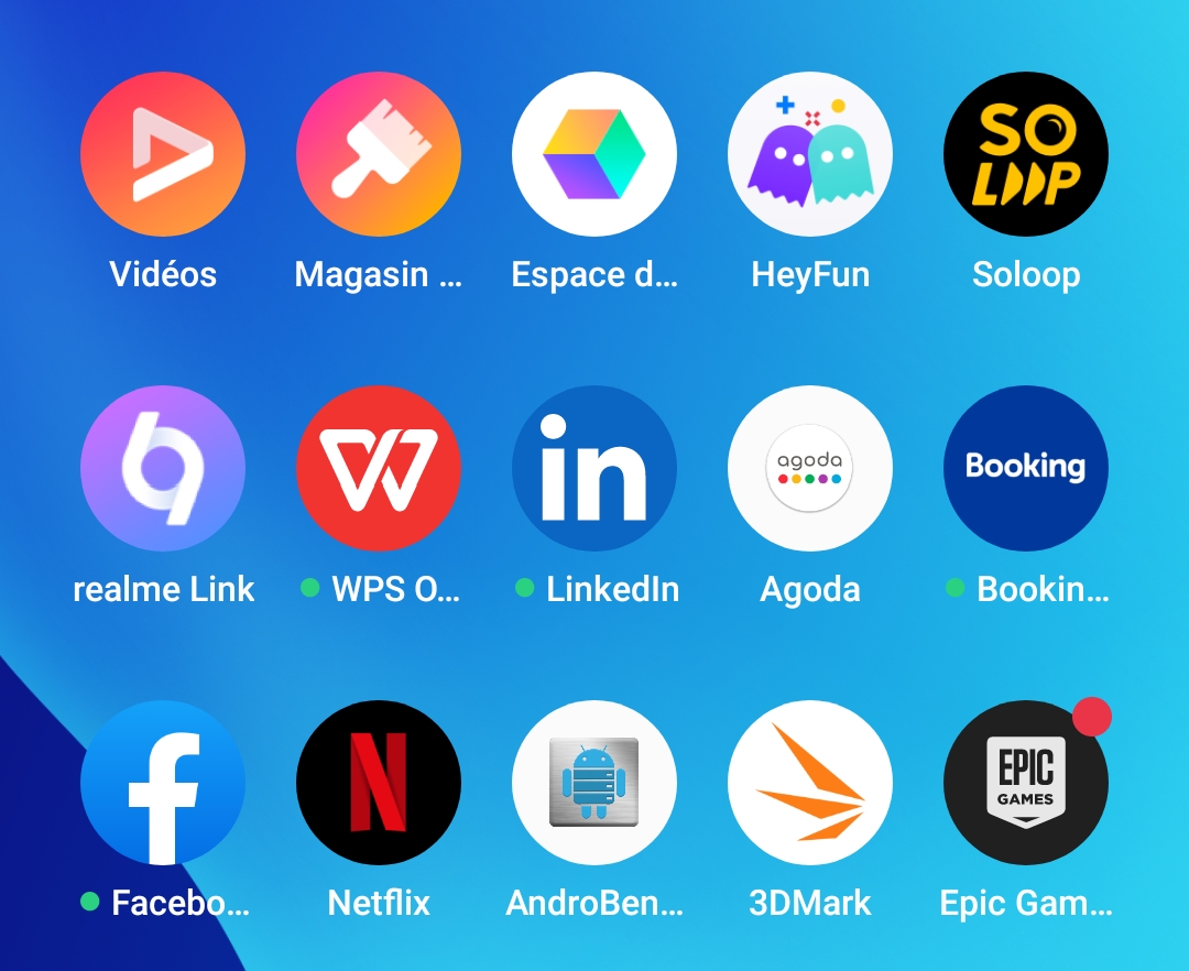 Realme GT applications préinstallées