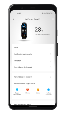 Xiaomi Mi Smart Band 6 - Mi Fit App - Paramètres (1)