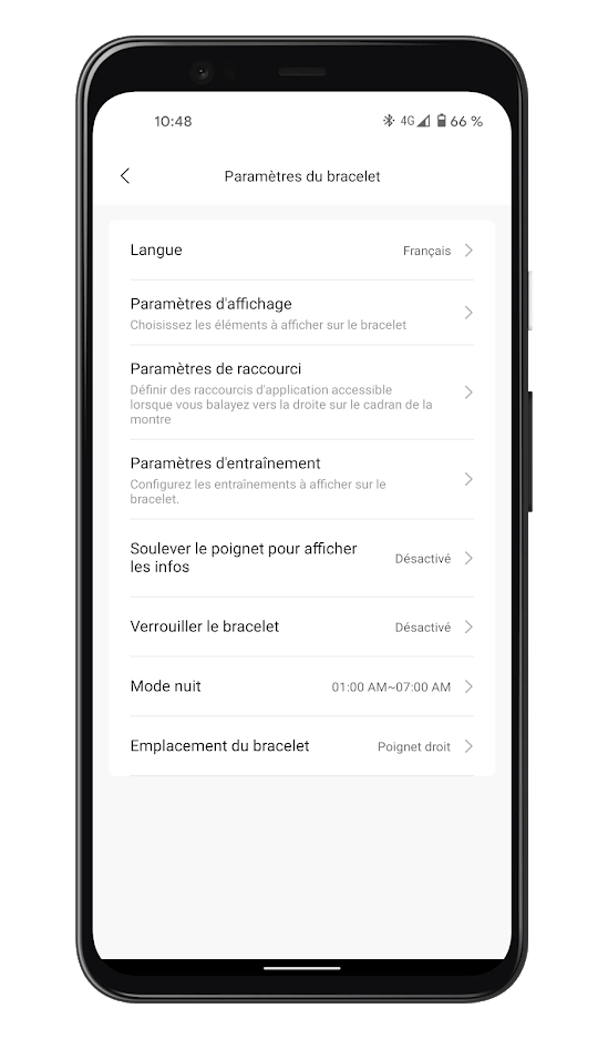 Xiaomi Mi Smart Band 6 - Mi Fit App - Paramètres (2)