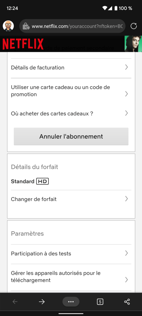 Désabonnement de Netflix