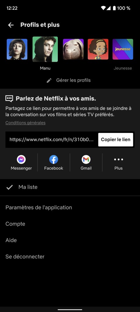 Accéder à son compte Netflix depuis l'application