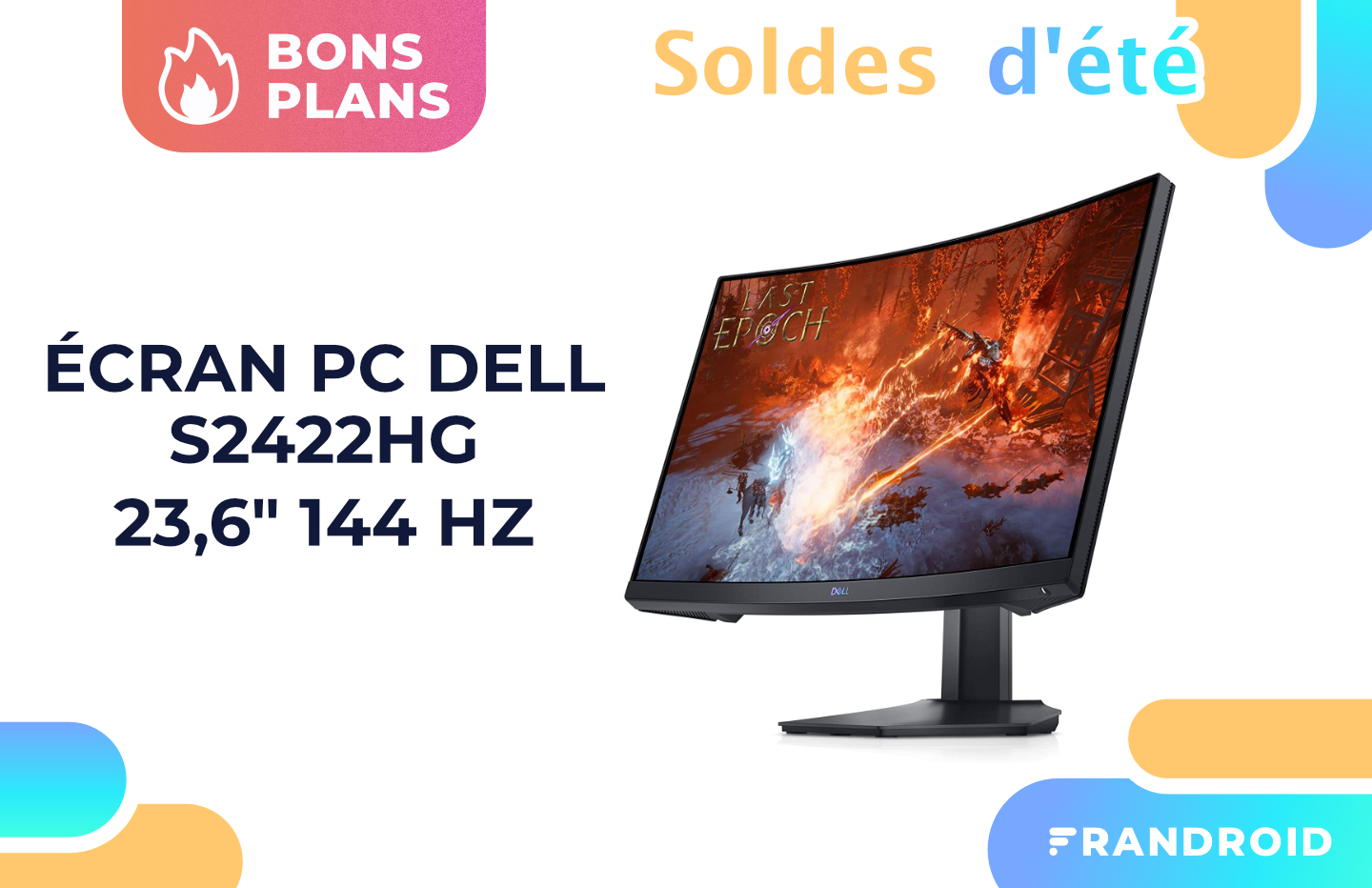 Promotion appliquée sur l'écran PC Dell S2422HG pendant les soldes.