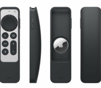 La coque Siri Remote R5 Case pour glisser un AirTag dans la télécommande de l'Apple TV // Source : Elago